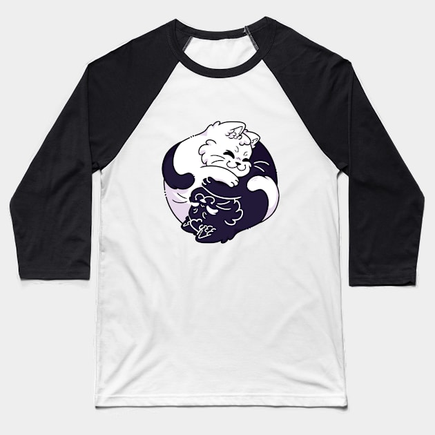 Ying yang cat Baseball T-Shirt by ZAIABLOOM